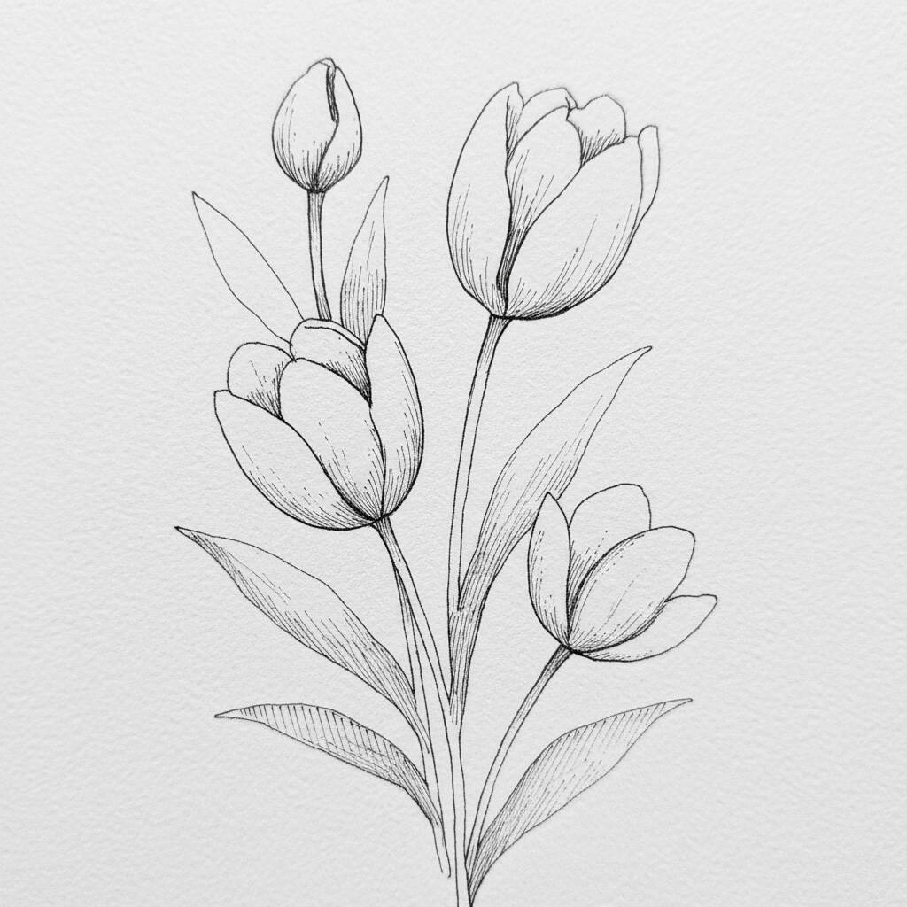 Desenho Flor de Tulipas para colorir
