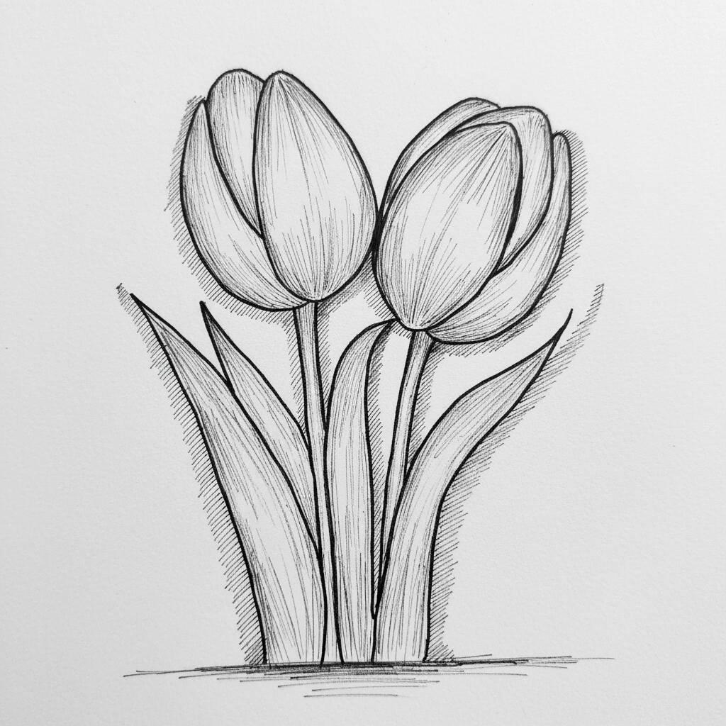Desenho Flor de Tulipas para colorir