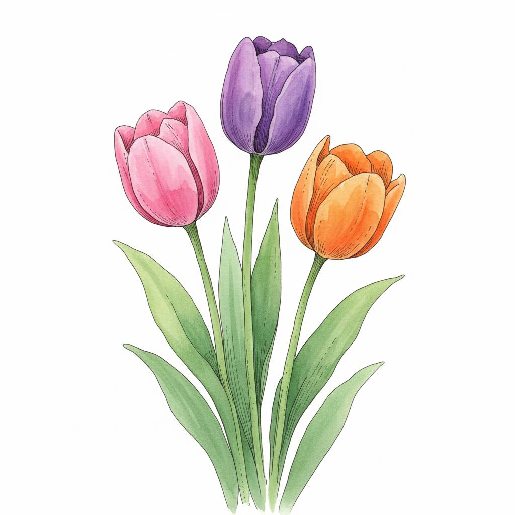 Desenho Flor de Tulipas para colorir