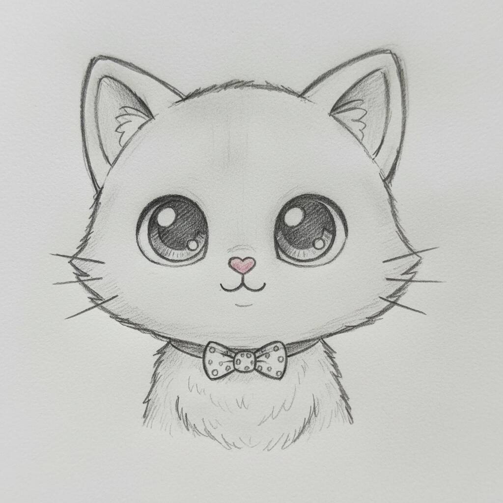 Desenho Fofo: desenho fácil de um gatinho adorável