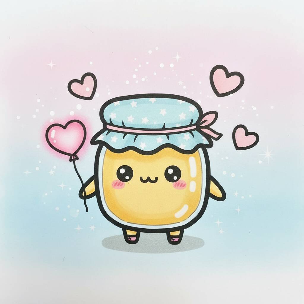 Desenho Fofo: desenho fácil de um pote de doce sorridente