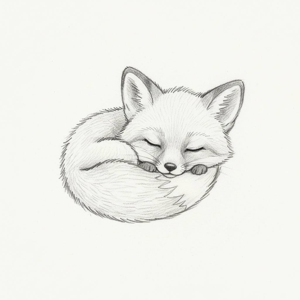 Desenho Fofo: desenho fácil de uma raposa dormindo