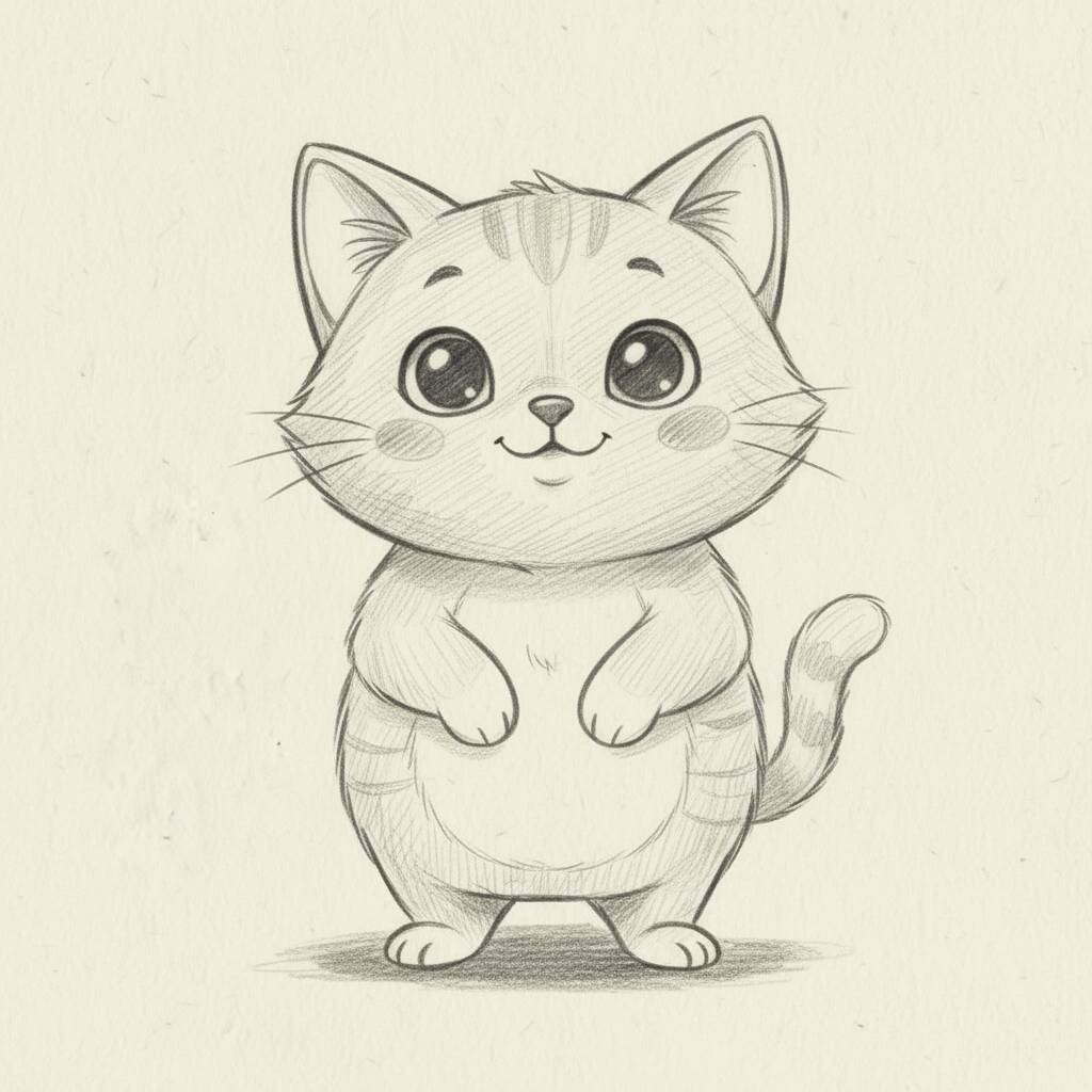 Desenho Fofo: gato adorável para colorir