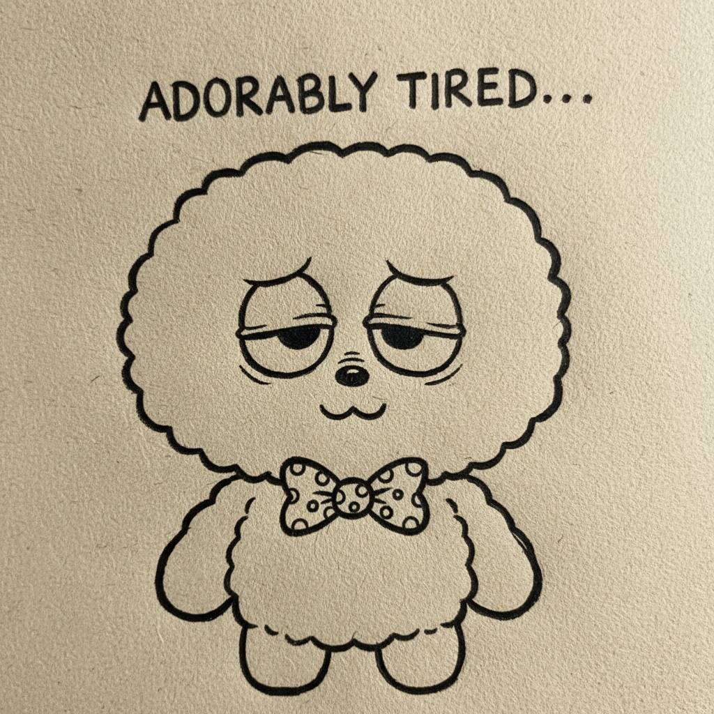 Desenho Fofo: personagem adoravelmente cansado para colorir