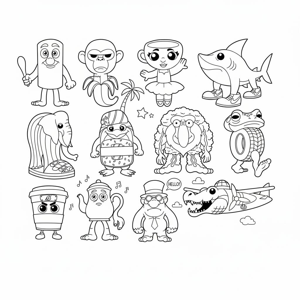 Italian Brainrot coloring page