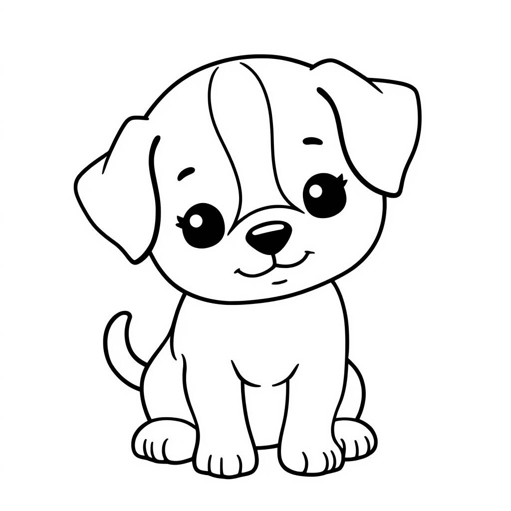 Desenho Kawaii de Cãozinho para Colorir