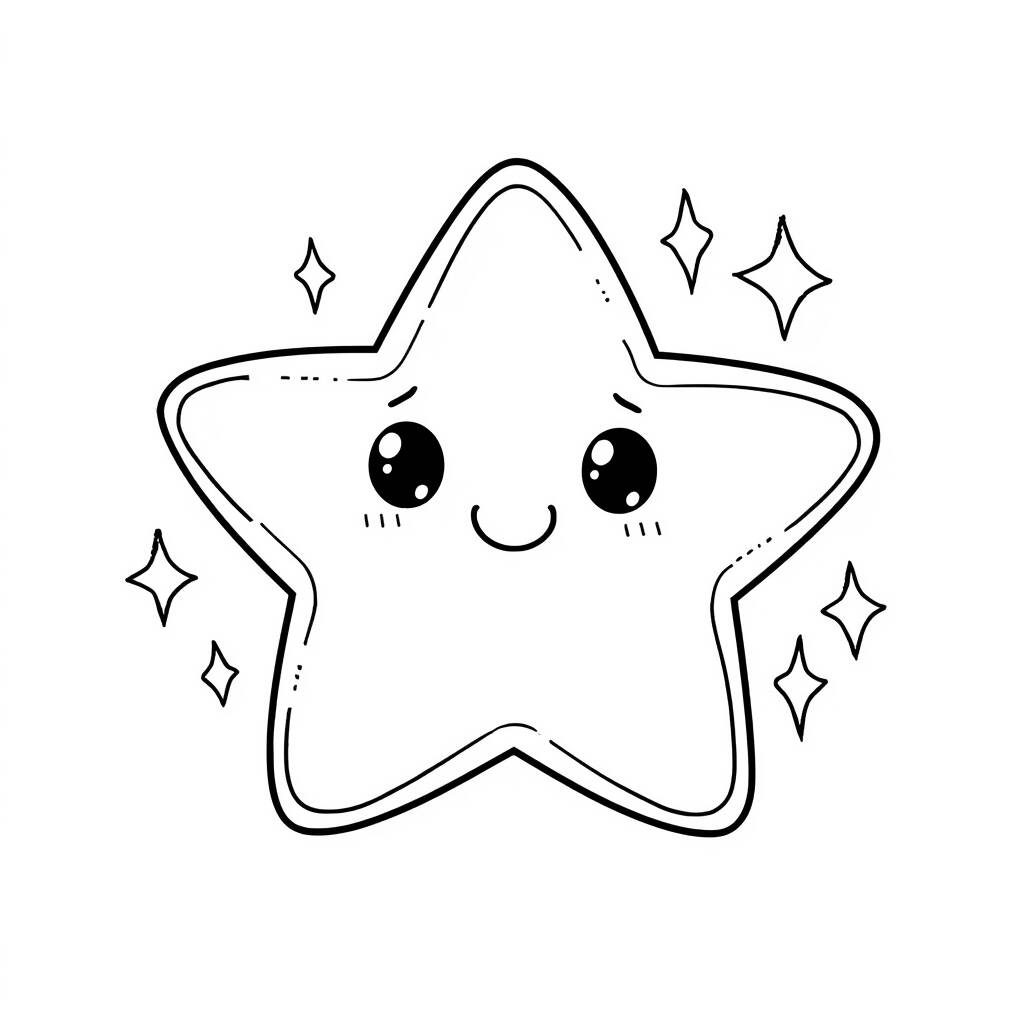 Desenho Kawaii de Estrela para Colorir