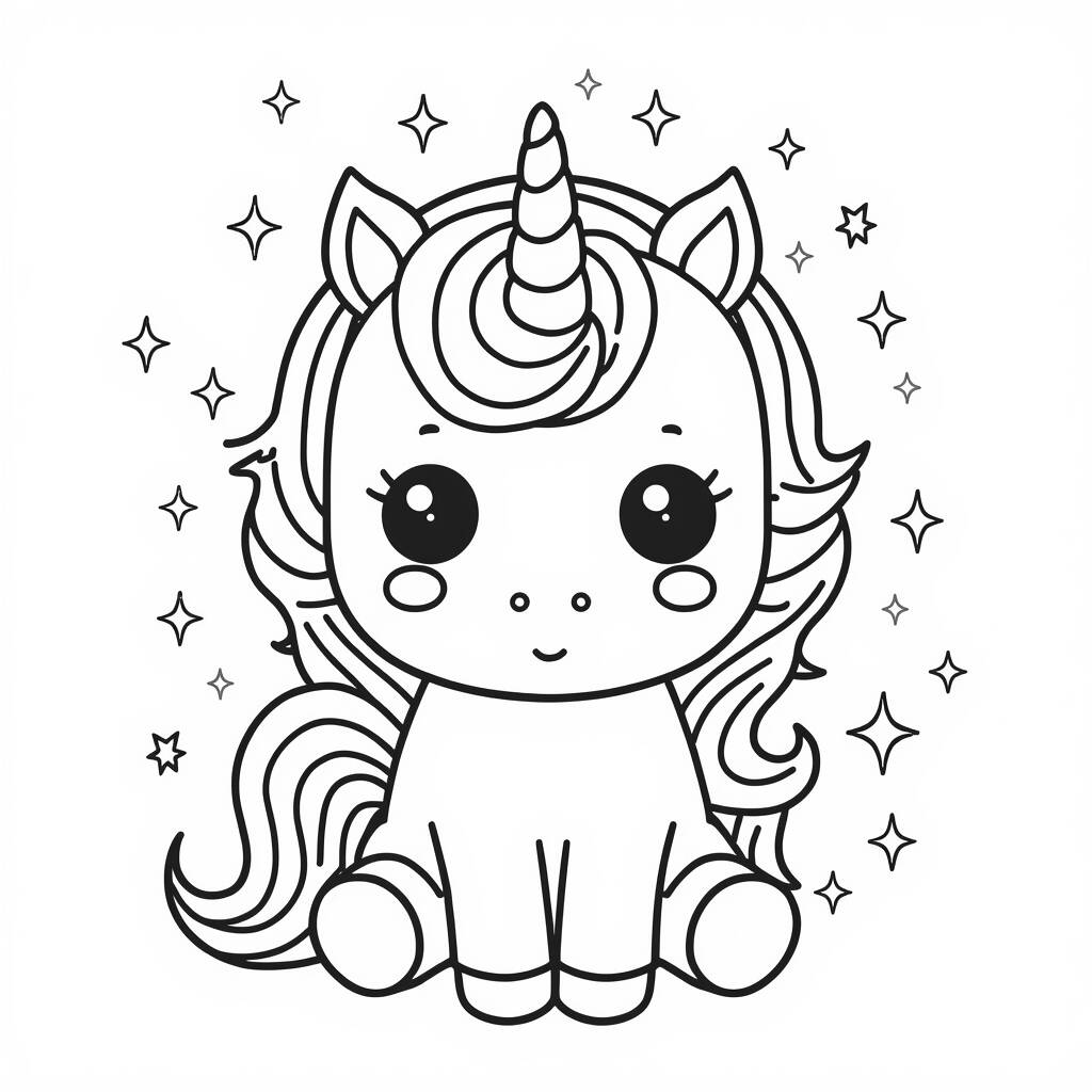 Desenho Kawaii de Unicórnio para Colorir