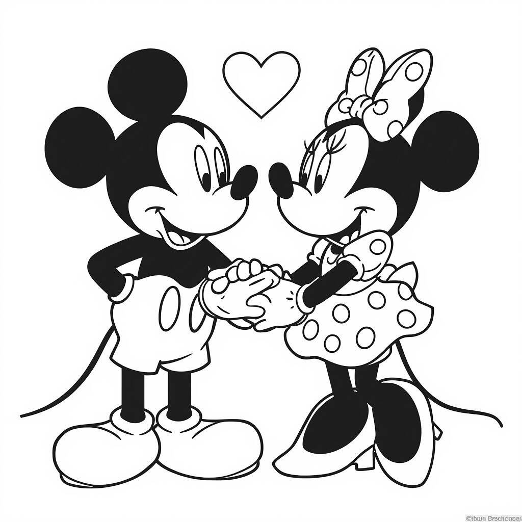 Desenho Mickey Mouse e Minnie para Colorir