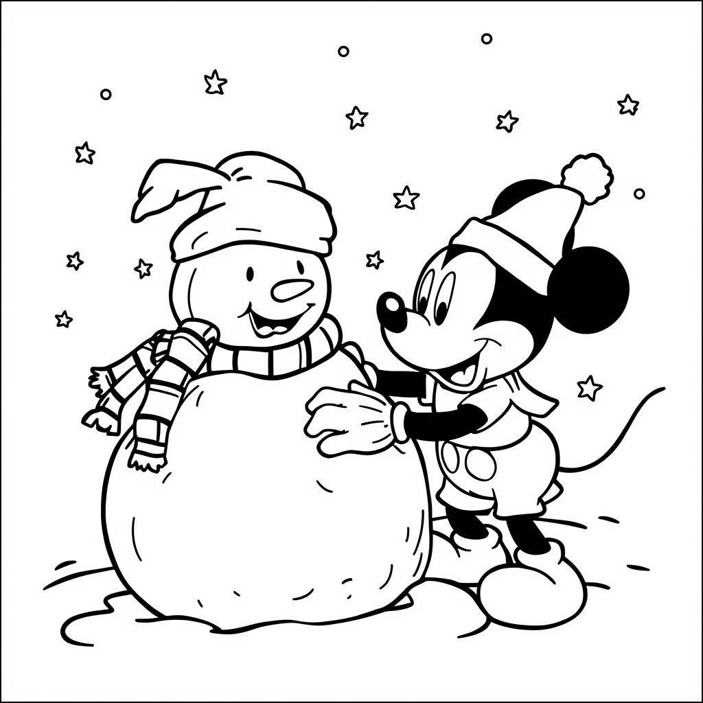 Desenho Mickey Mouse e o Inverno para Colorir