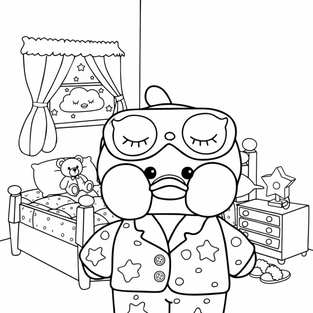 Desenho Paper Duck com pijama para colorir (Imprimir)