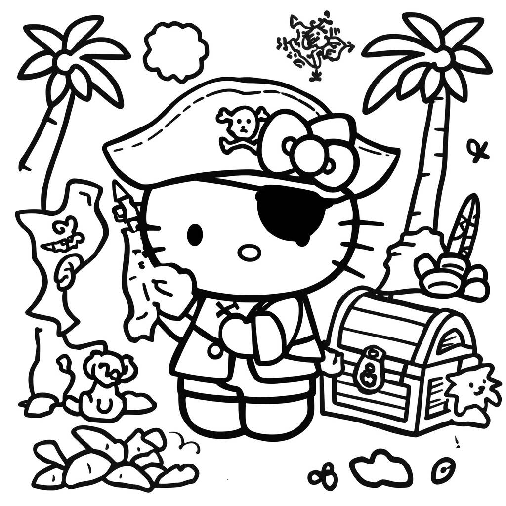 Desenho da Hello Kitty e os Piratas para Colorir