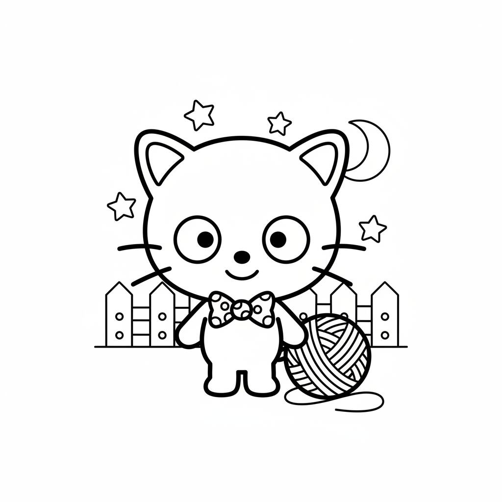 Kuromi with cat coloring page