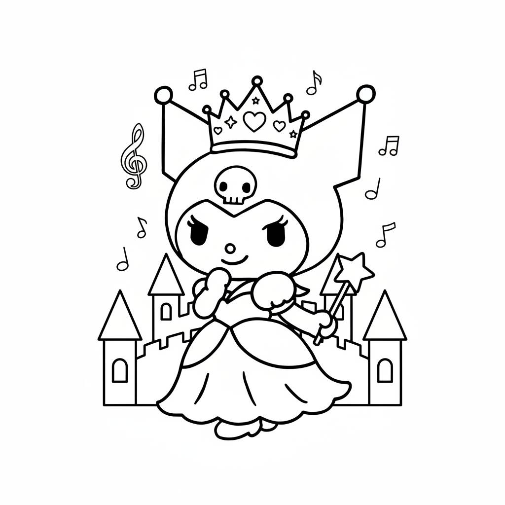 Desenho da Kuromi como princesa para colorir
