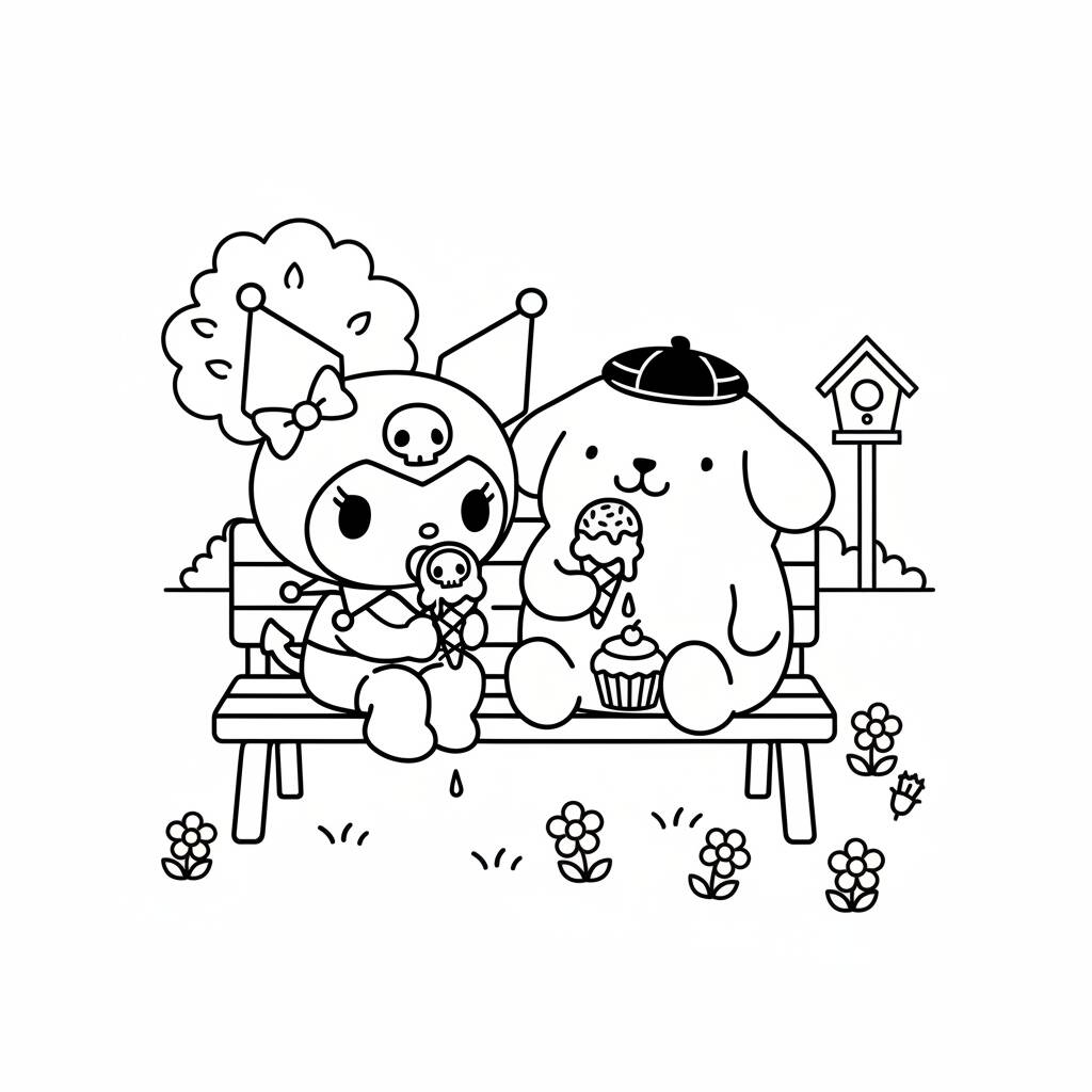Desenho da Kuromi e amigos para colorir