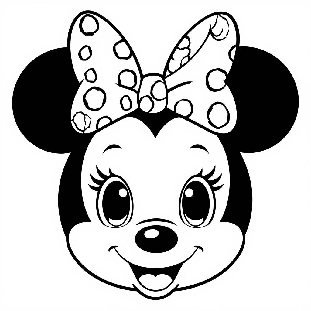 Desenho da Minnie Mouse com Estilo Kawaii para Colorir