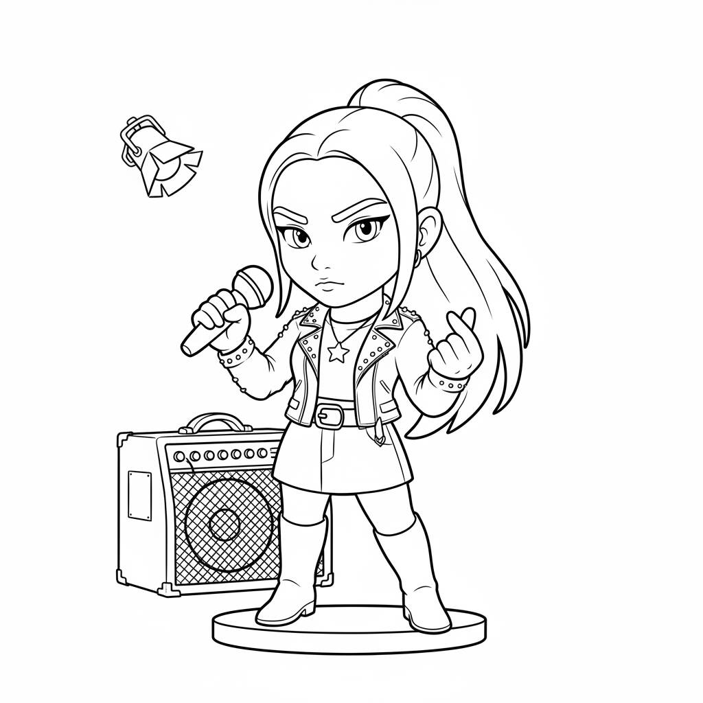 Desenho da Mira cantando com microfone para colorir (Guerreiras do K-Pop)