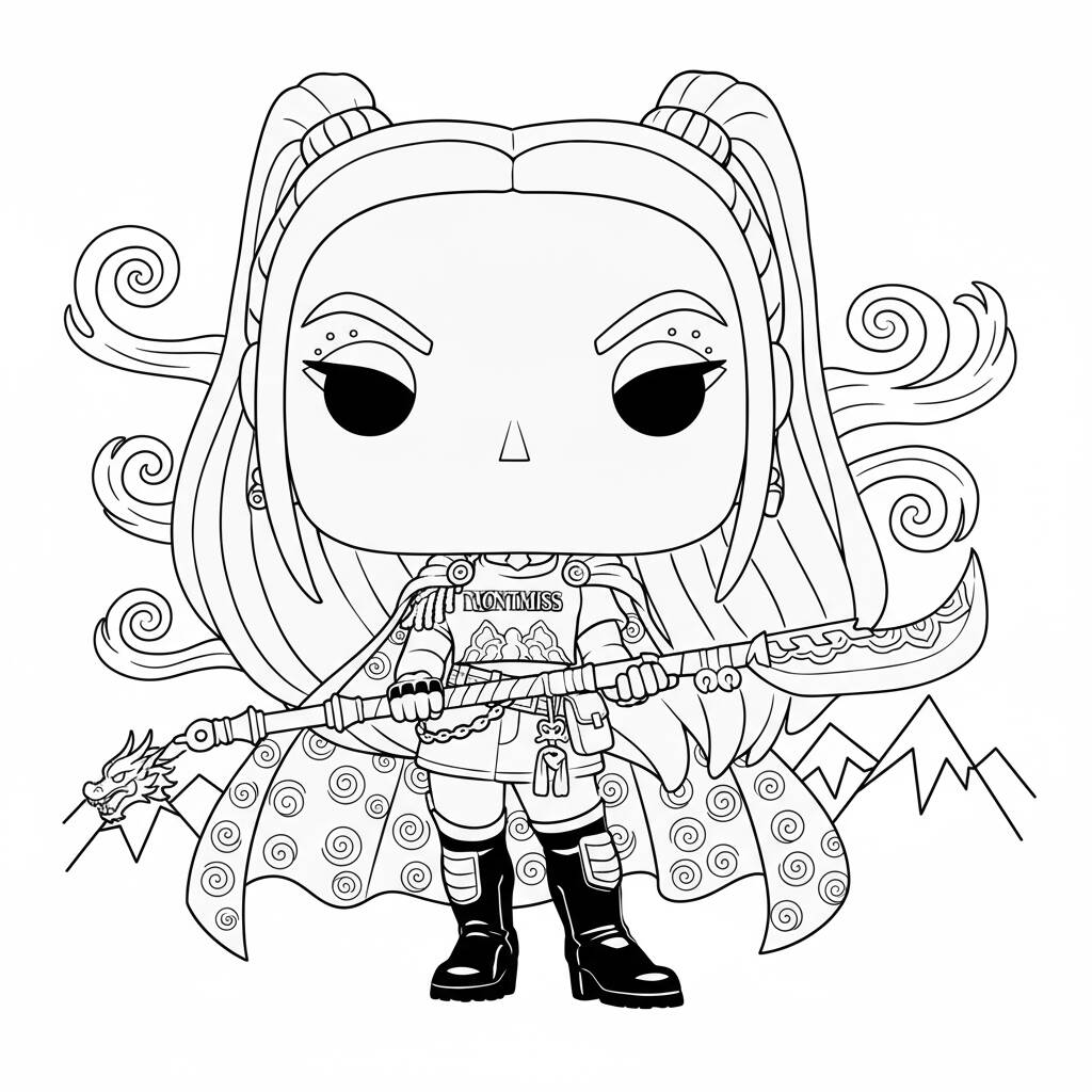 Desenho da Mira com espada para colorir (Guerreiras do K-Pop)