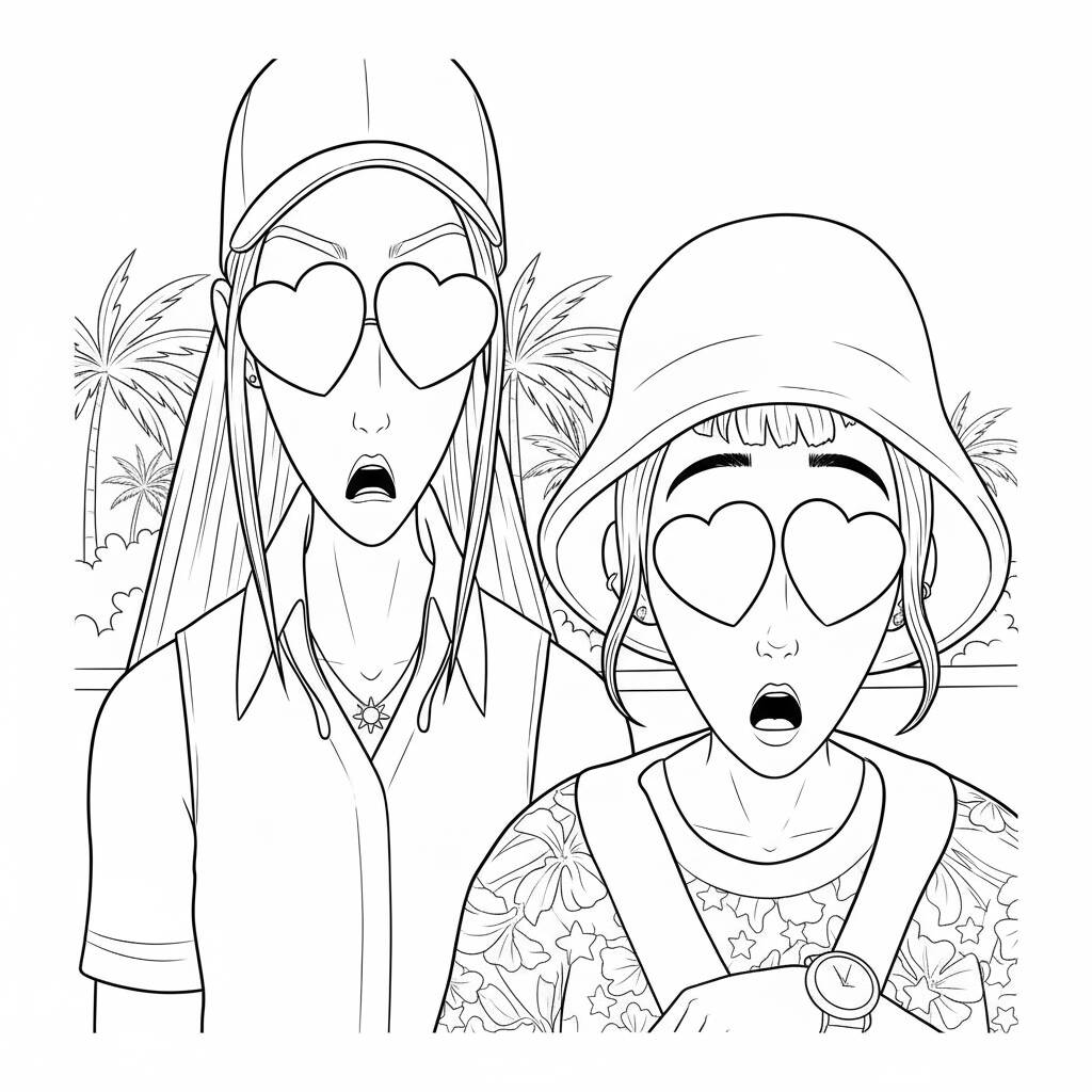 Desenho da Mira com óculos de coração para colorir (Guerreiras do K-Pop)