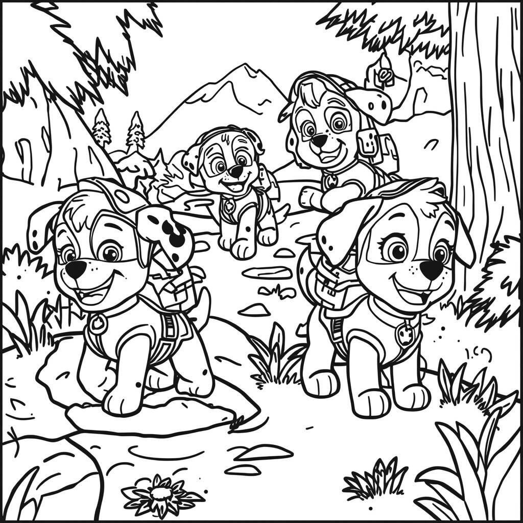 Desenho da Patrulha Canina em um Dia de Aventura para Colorir