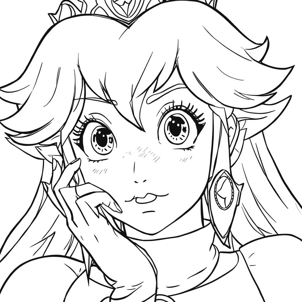 Desenho da Princesa Peach e sua Coroa para Colorir