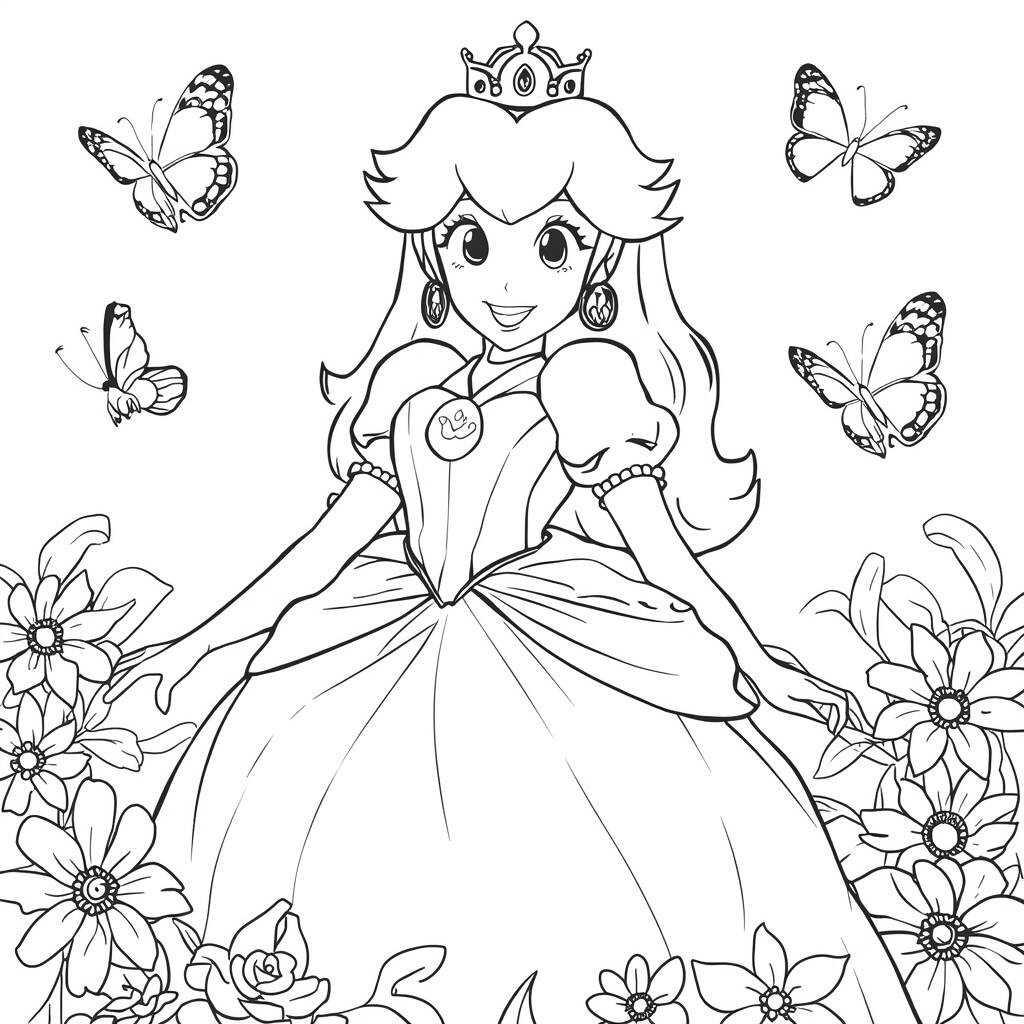 Desenho da Princesa Peach para Colorir