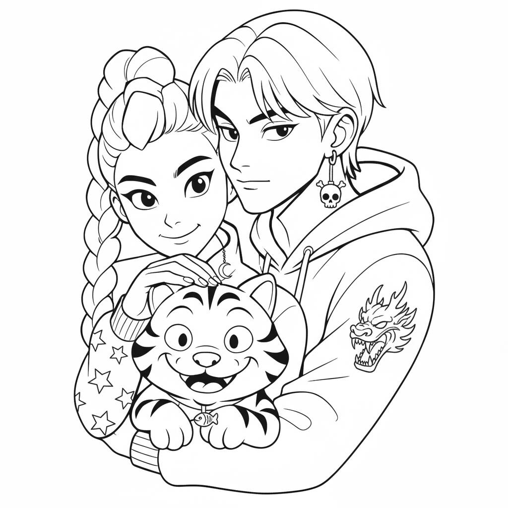 Desenho das Guerreiras do K Pop para colorir (Desenho para Colorir)
