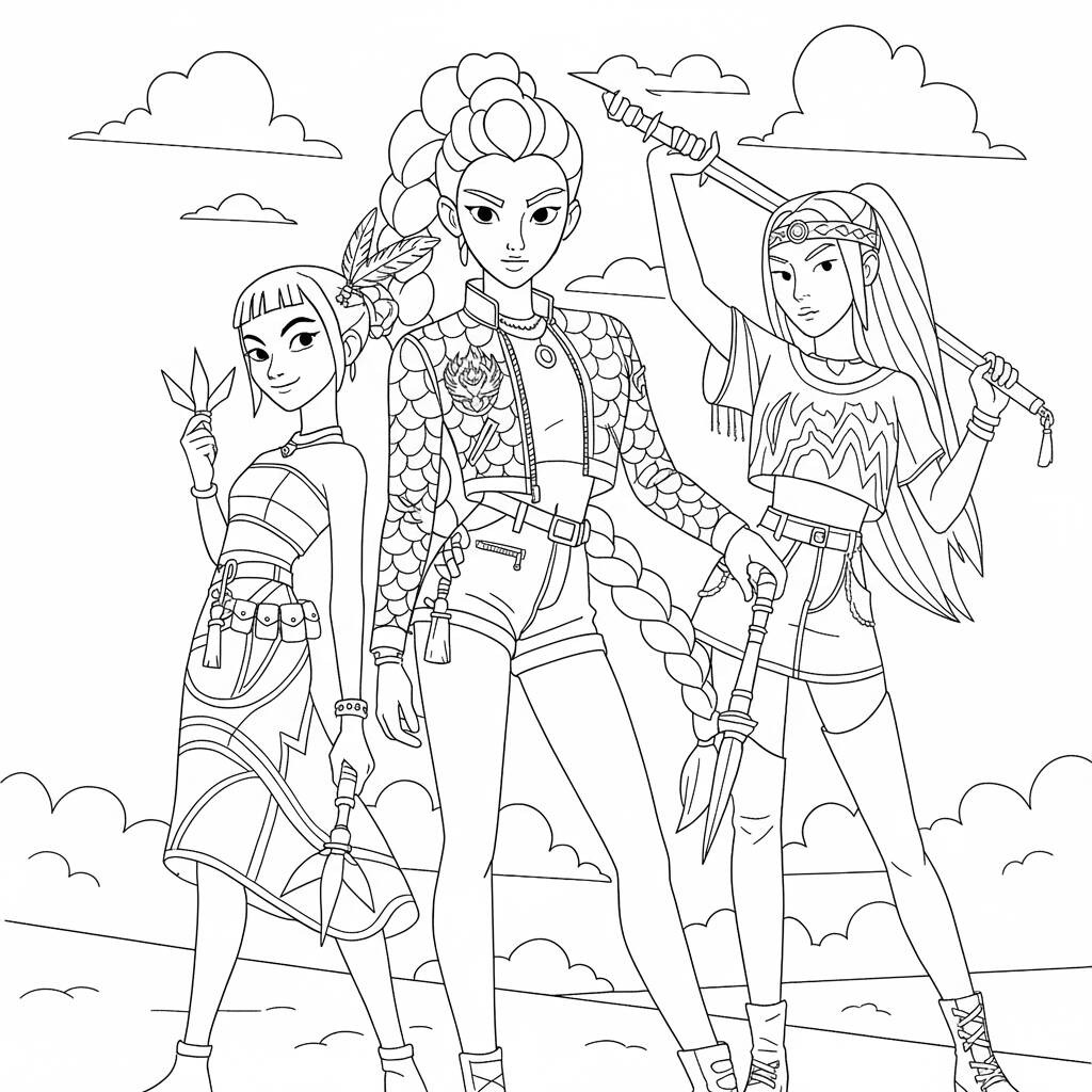 Desenho das Guerreiras do K Pop para colorir (Desenho para Colorir)