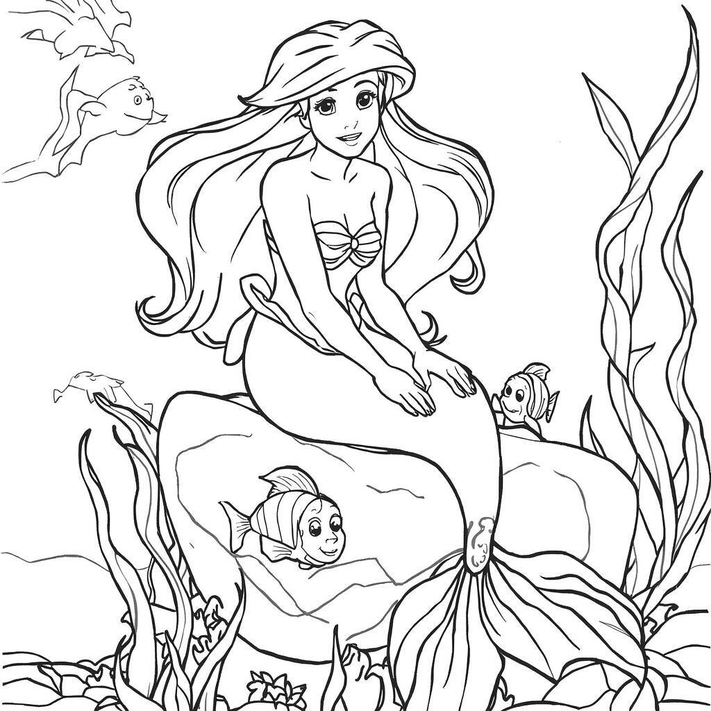 Desenho de Ariel de A Pequena Sereia para Colorir