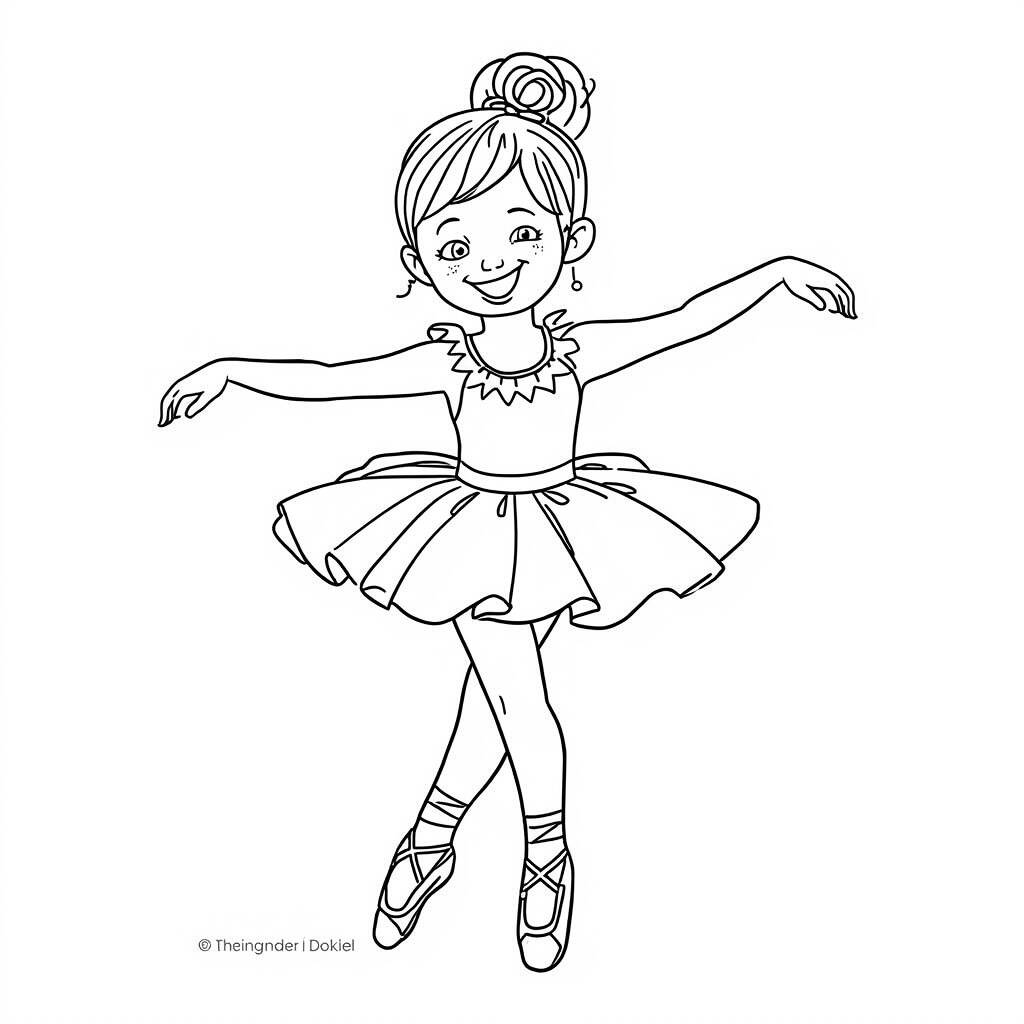 Desenho de Bailarina para Colorir com Estilo Infantil