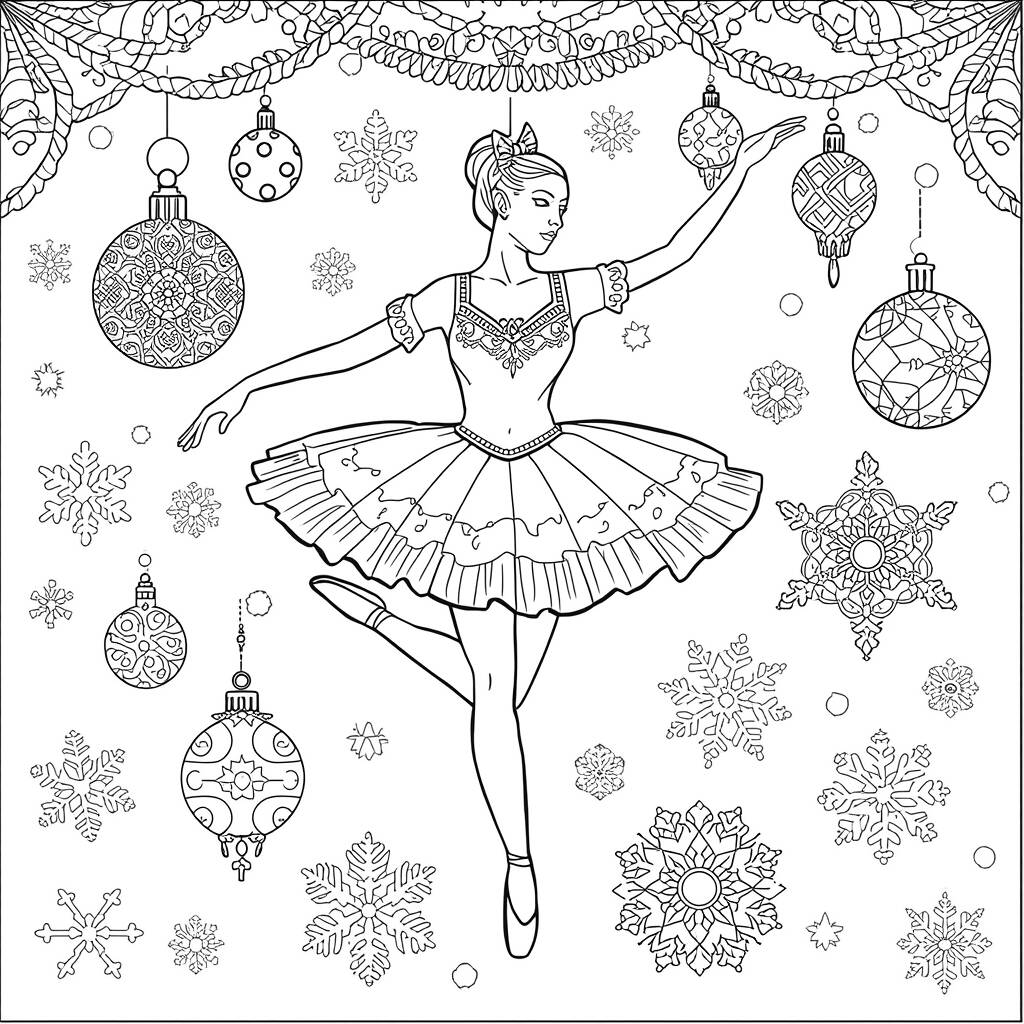 Desenho de Bailarina para Colorir de Natal