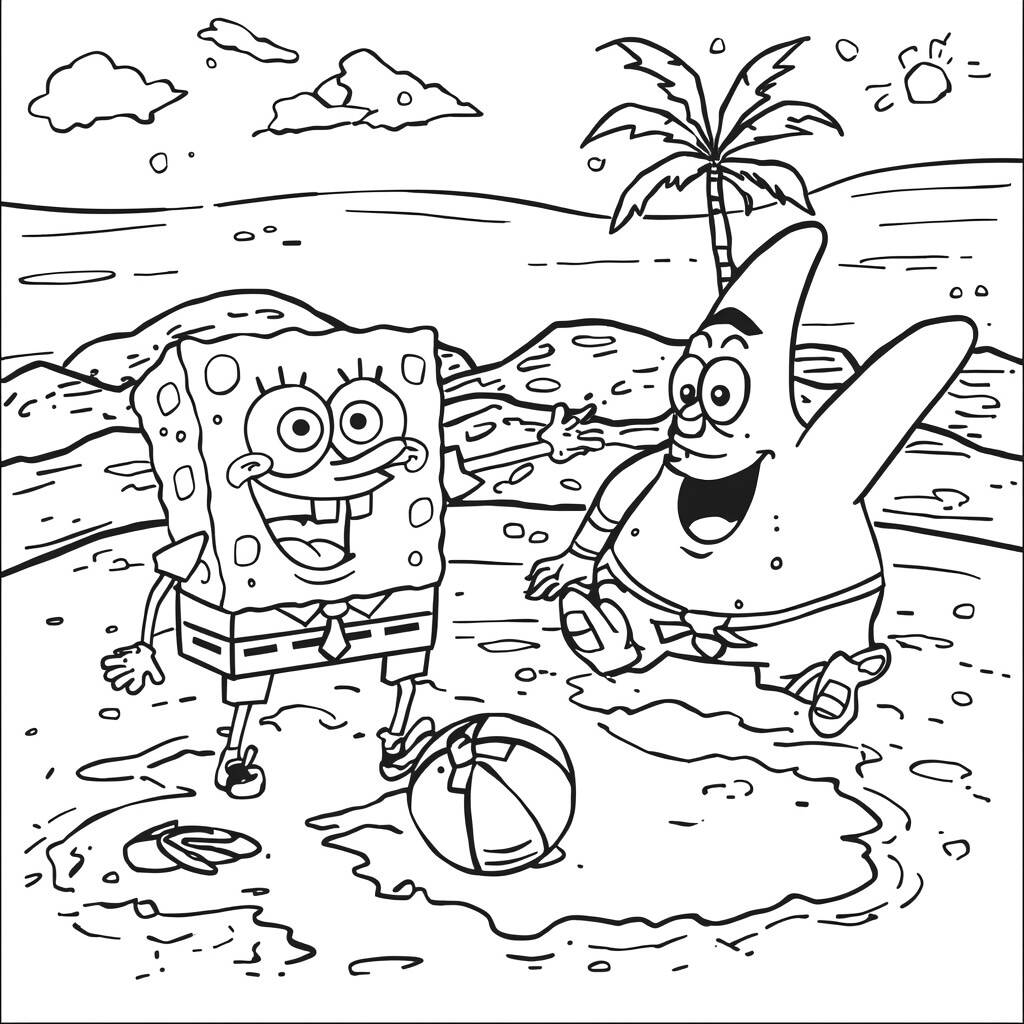 Desenho de Bob Esponja e Patrick Amigos para Colorir