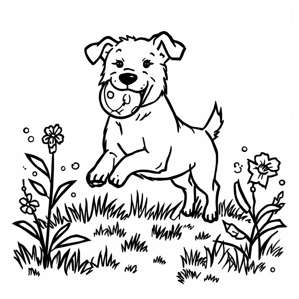 Desenho de Cachorro Brincando para Colorir