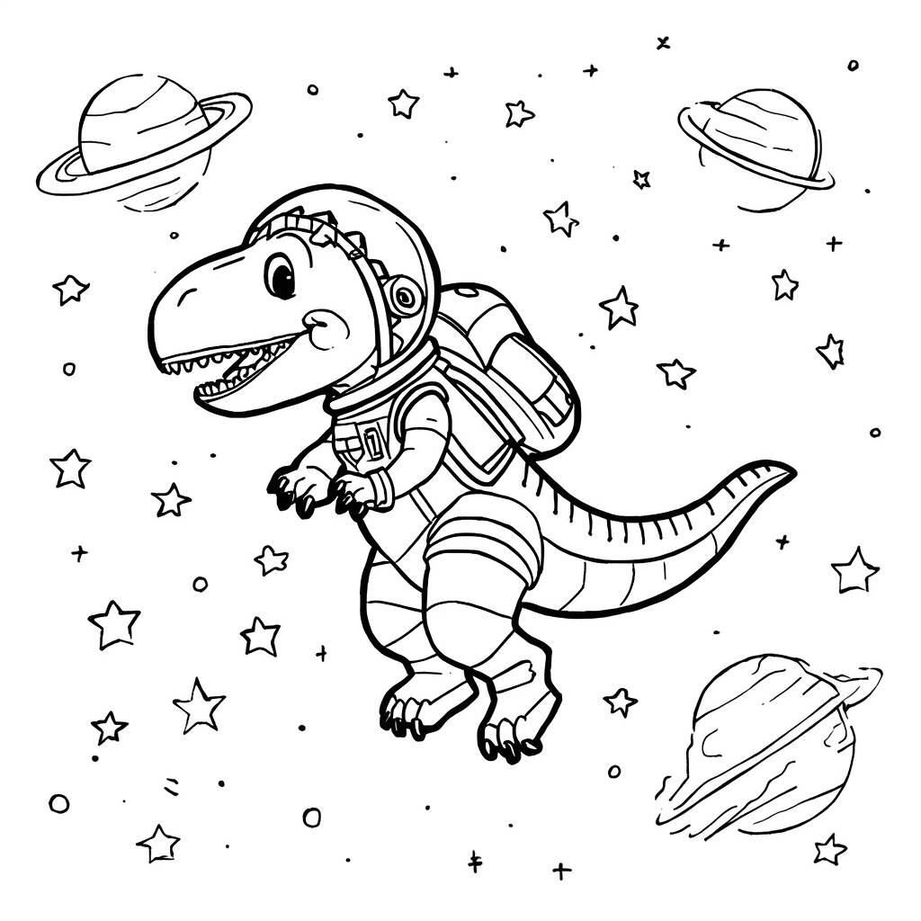 Desenho de Dinossauro Astronauta para Colorir