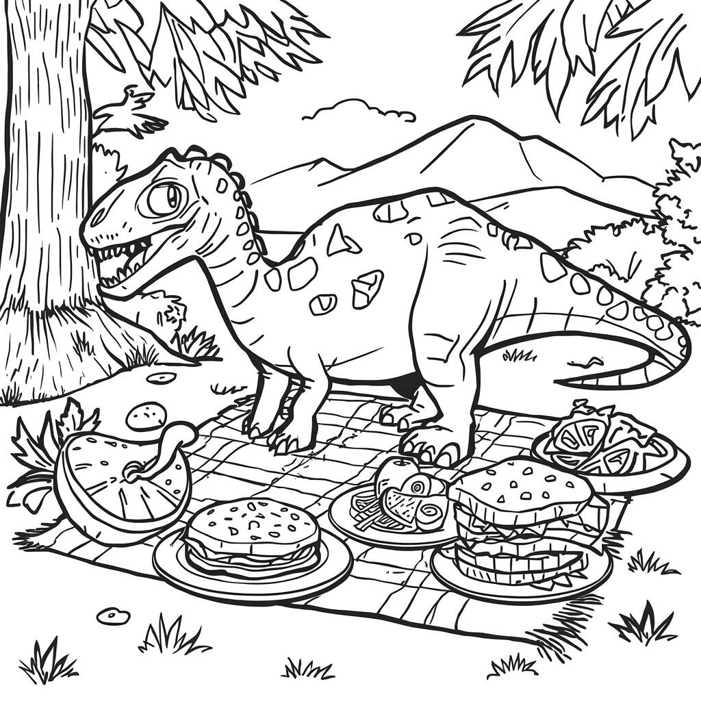 Desenho de Dinossauro Comida para Colorir