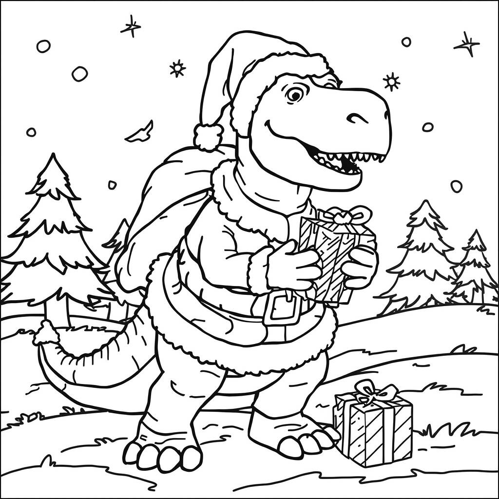 Desenho de Dinossauro em Feriado para Colorir