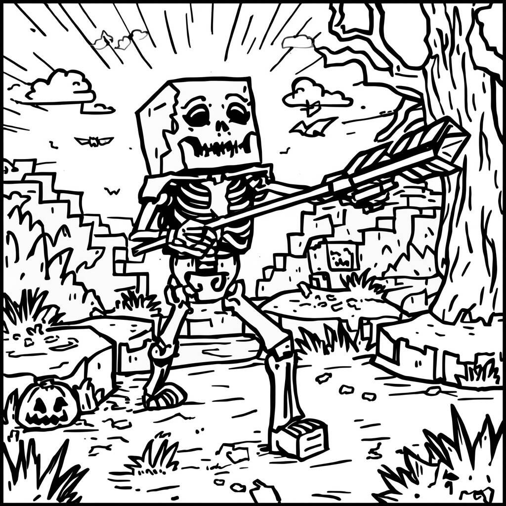 Minecraft Skeleton Coloring Page