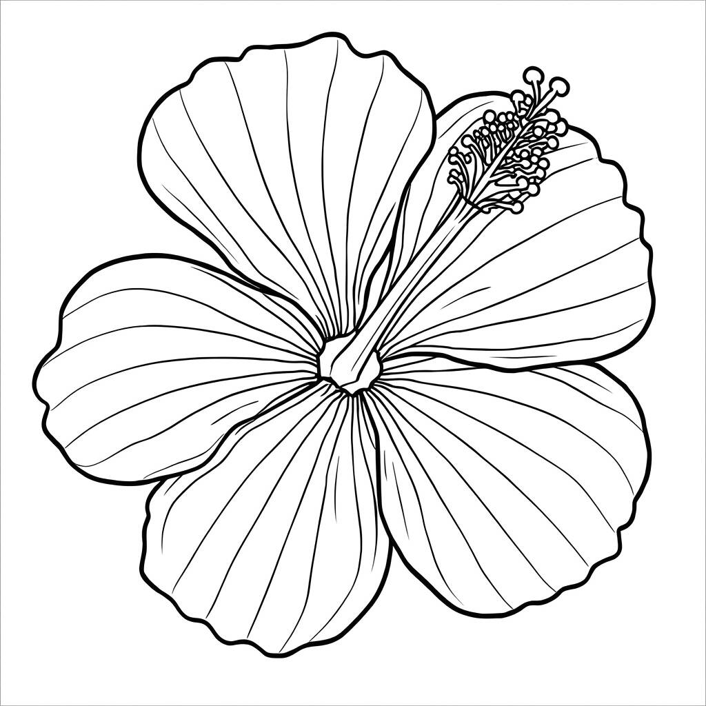 Desenho de Flor de Hibisco para Colorir