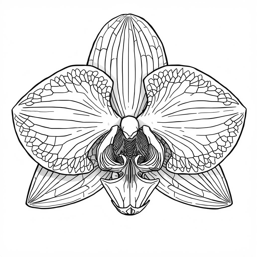 Desenho de Flor de Orquídea para Colorir