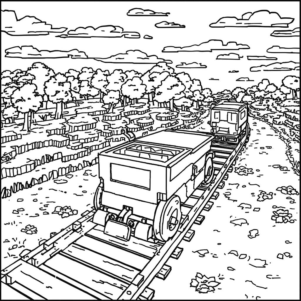 Desenho de Minecart do Minecraft para Colorir