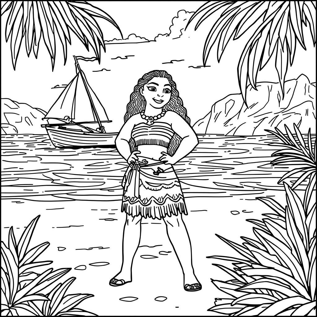 Moana Adventure in the Ocean Coloring Page