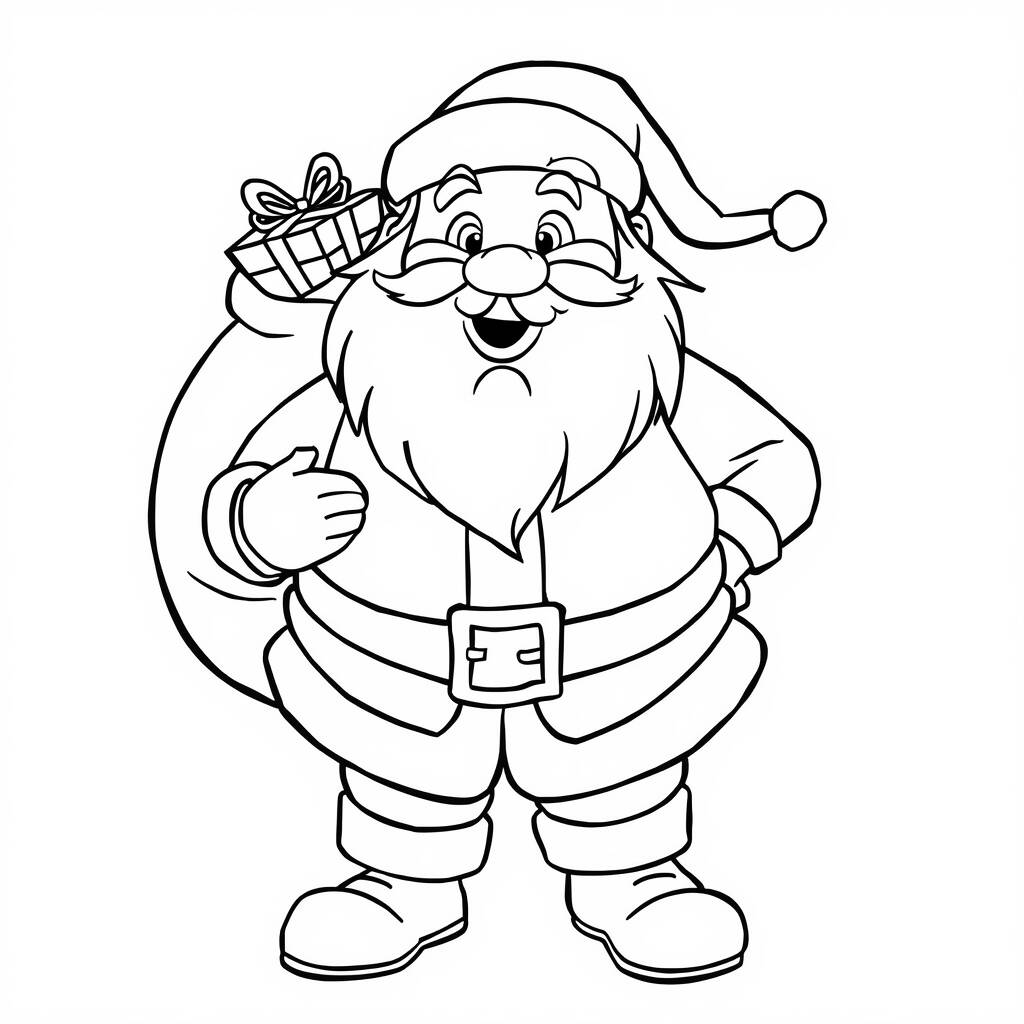 Desenho de Papai Noel Feliz para Colorir