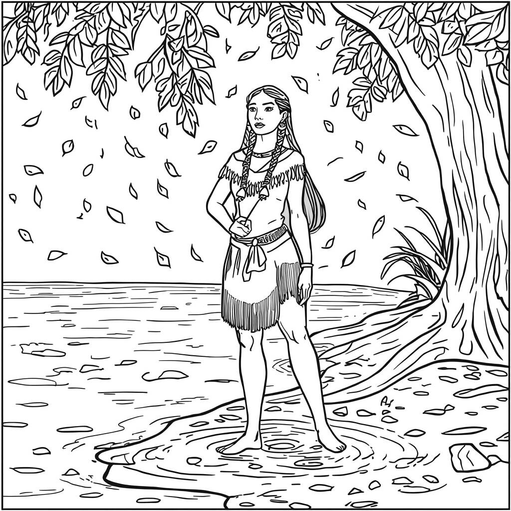 Desenho de Pocahontas para Colorir