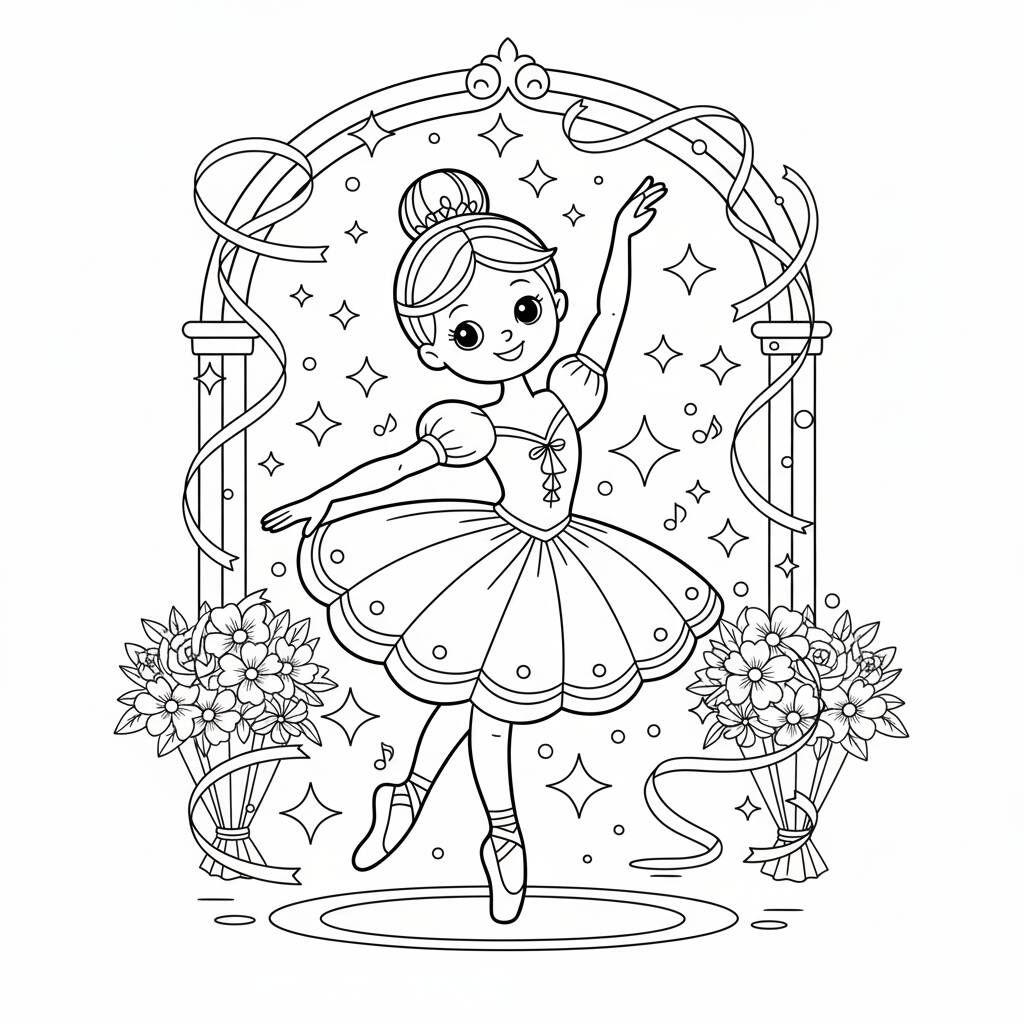 Desenho de Princesa Bailarina para colorir