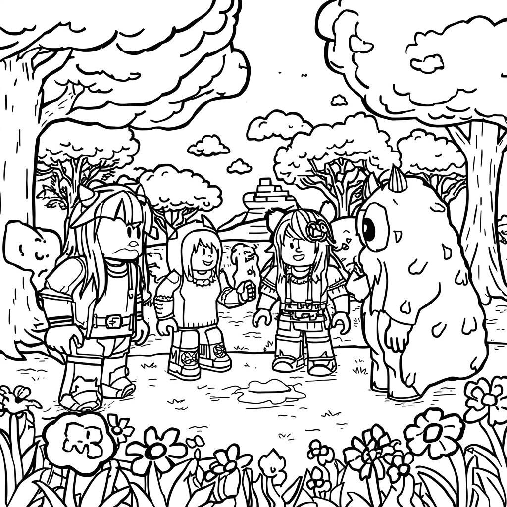 Desenho de Roblox para Colorir com Monstros