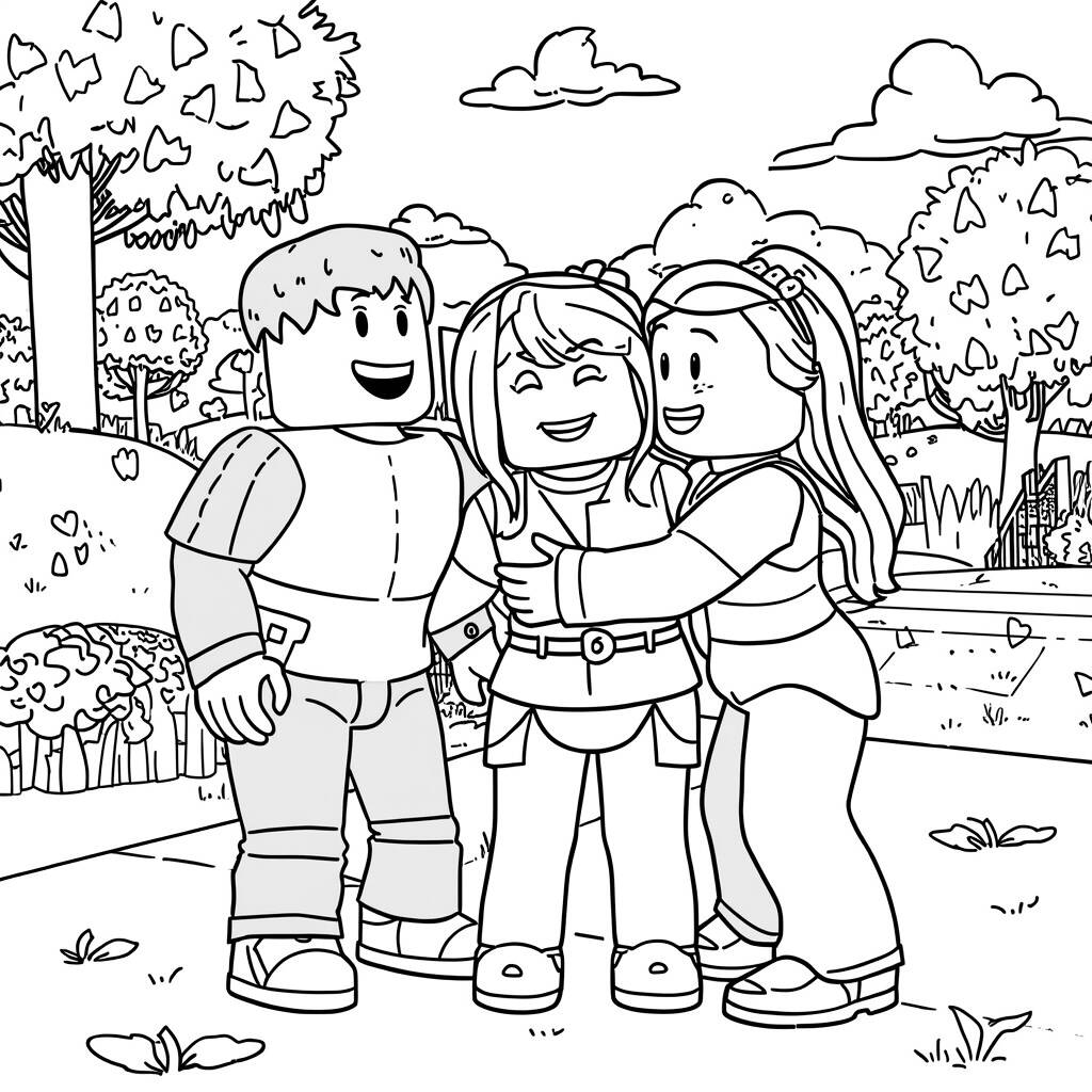 Desenho de Roblox para Colorir de Amizade