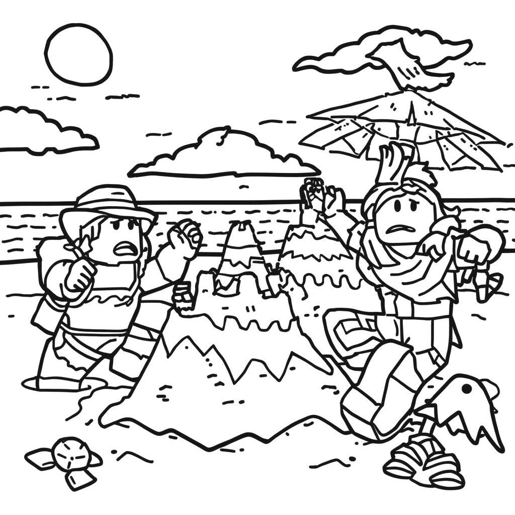 Desenho de Roblox para Colorir de Praia