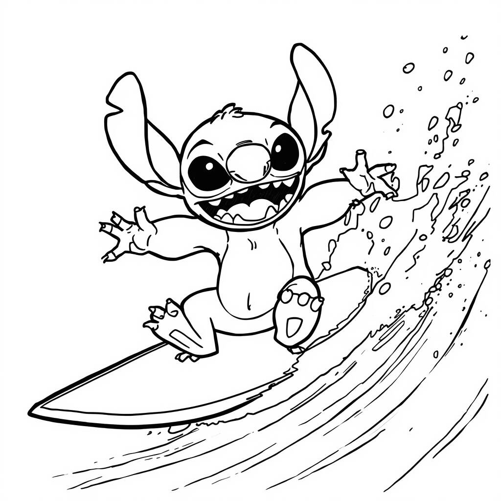 Desenho de Stitch e Surf para Colorir