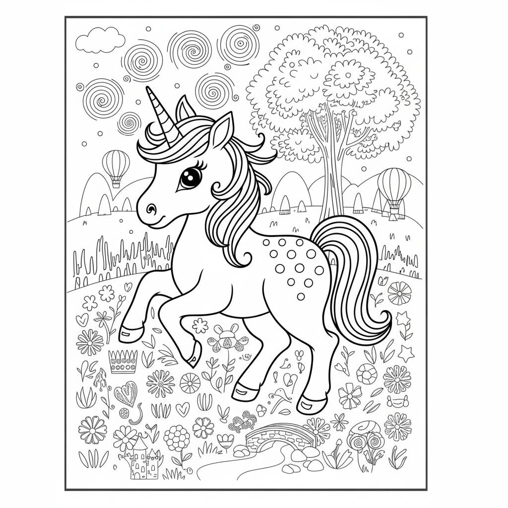 Desenho de Unicórnio divertido para colorir