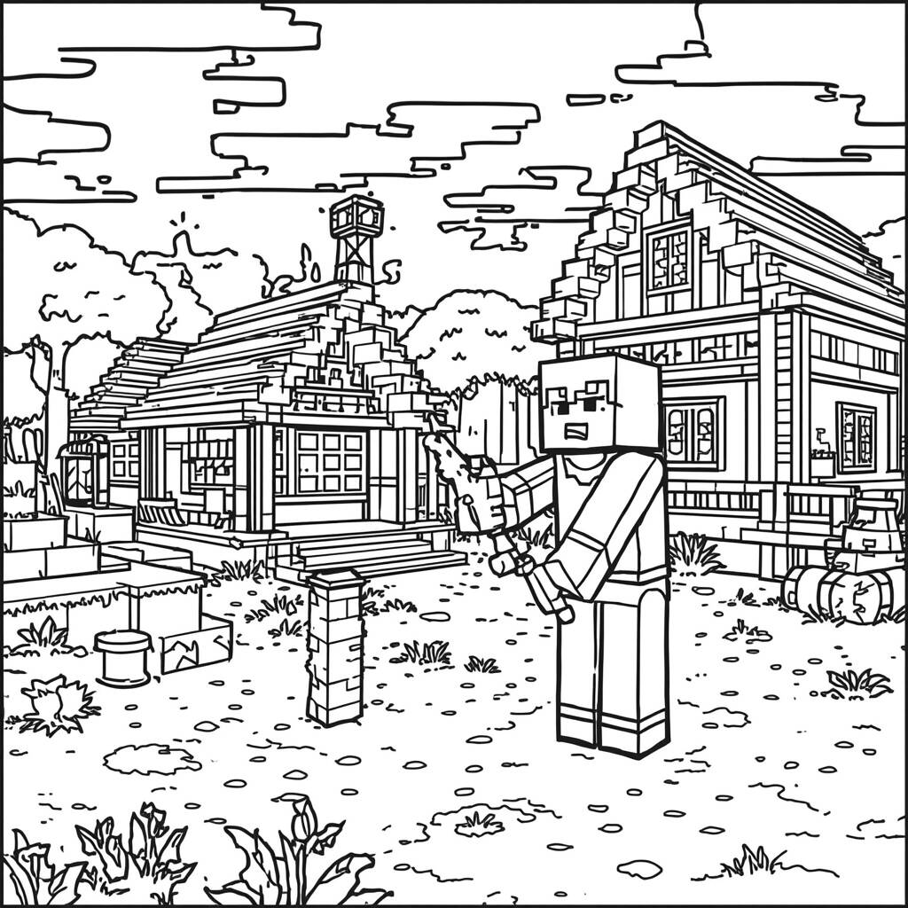 Desenho de Villager do Minecraft para Colorir